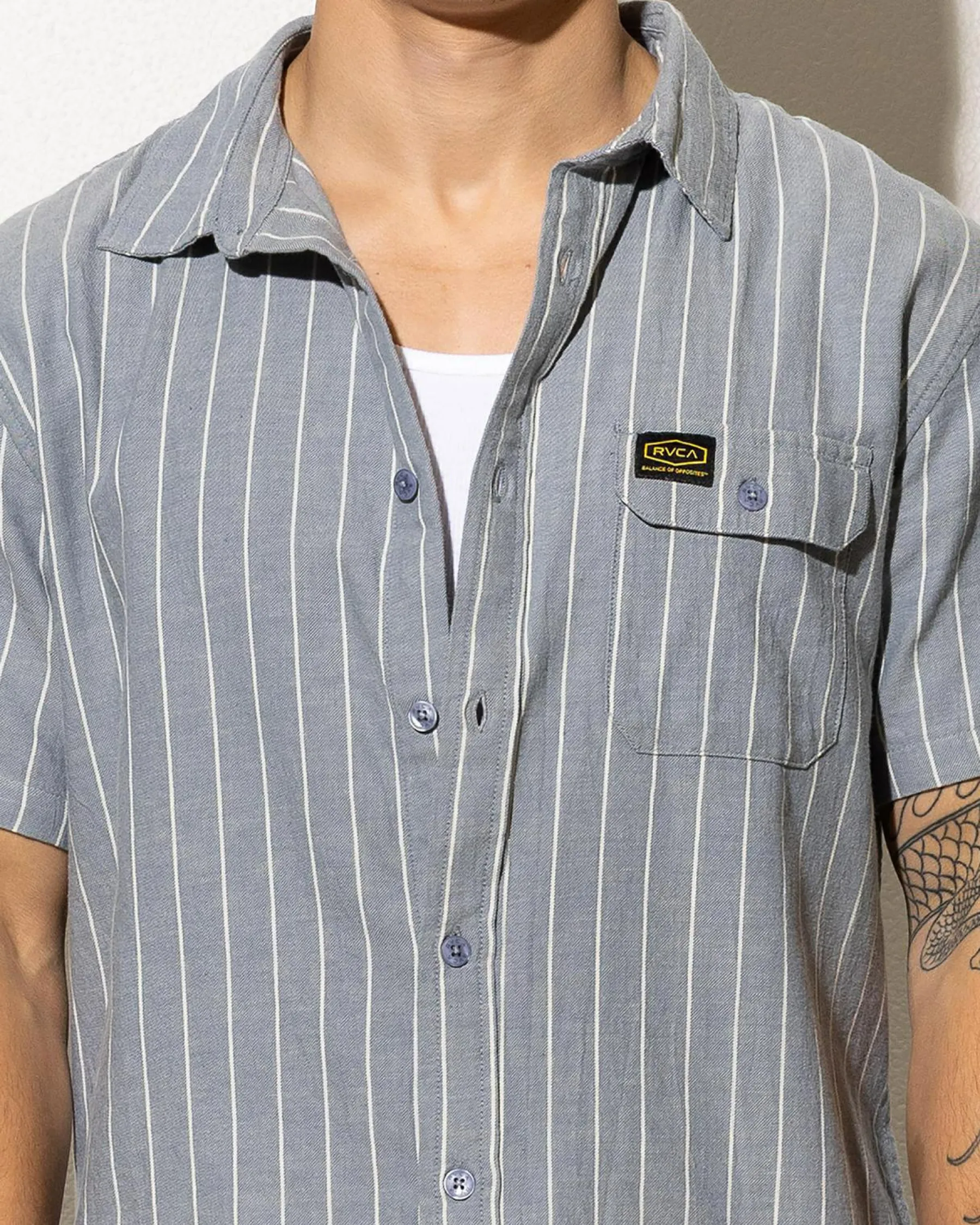 Tops & T-Shirts*RVCA Dayshift Stripe II Short Sleeve Shirt Chambray