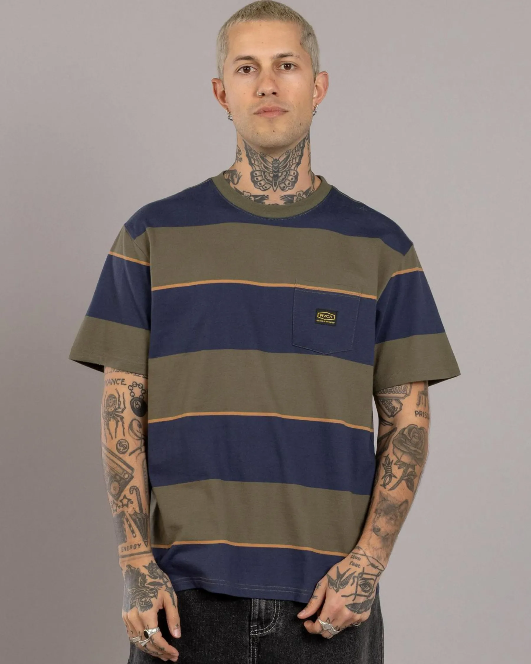 Tops & T-Shirts*RVCA Dayshift Stripe T-Shirt Moody Blue
