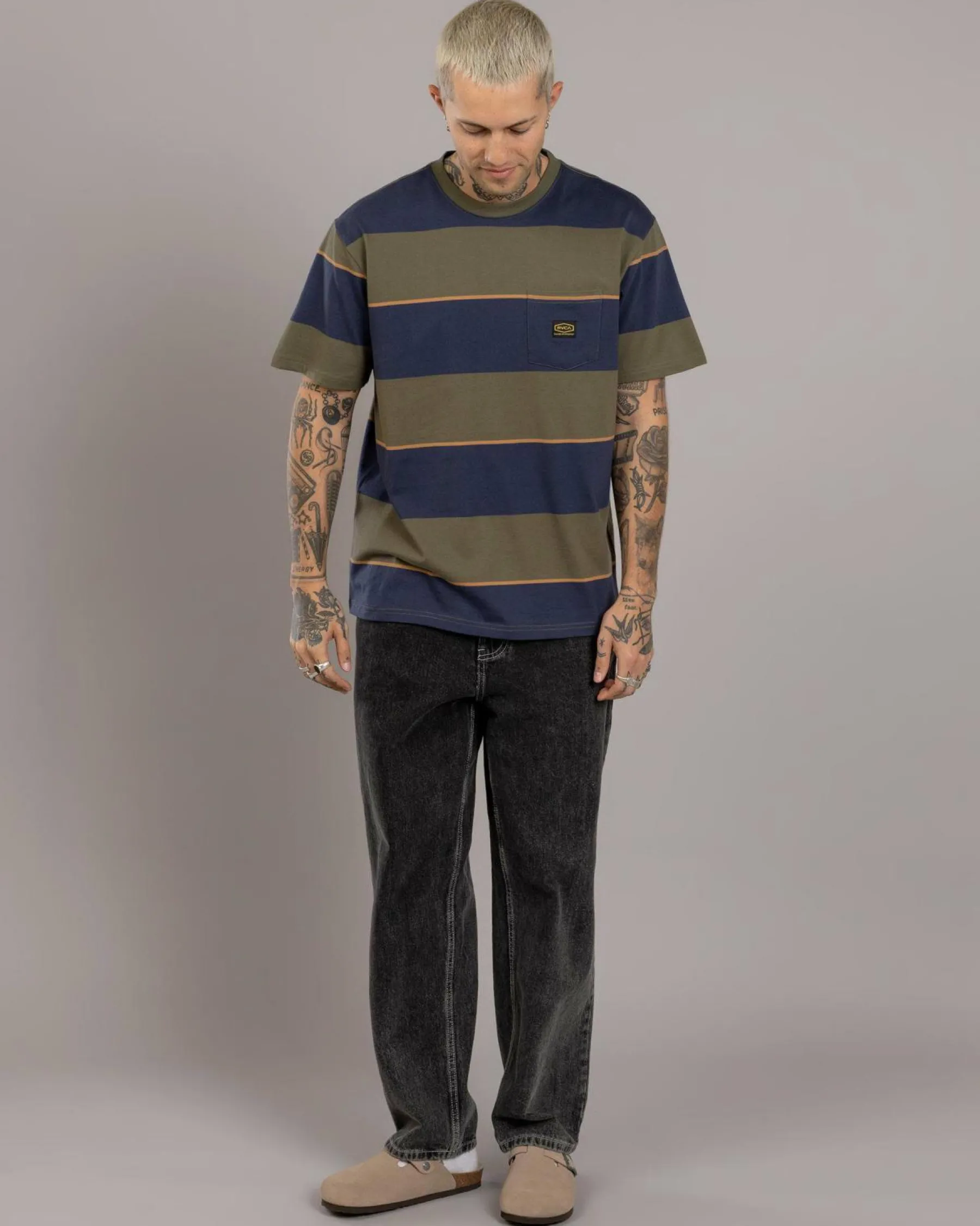 Tops & T-Shirts*RVCA Dayshift Stripe T-Shirt Moody Blue