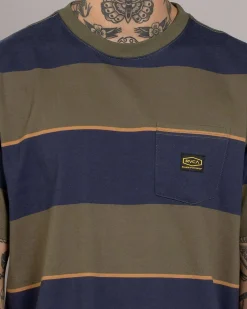 Tops & T-Shirts*RVCA Dayshift Stripe T-Shirt Moody Blue