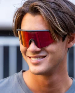 Sunglasses*Liive Dealer Sunglasses Mirror Matte Black Red