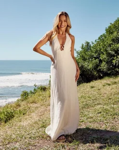 Dena Hawaii Maxi Dress Women Linen Blend|Dresses