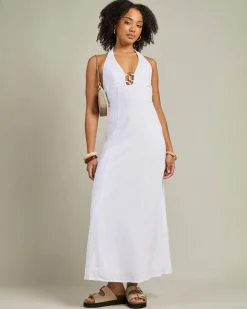 Dresses|Linen Blend*Mooloola Dena Hawaii Maxi Dress White
