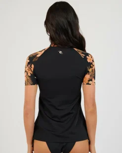 Rash Vests*Rip Curl Desert Dreams Short Sleeve UPF Rash Vest Black
