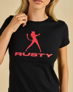 Tops*Rusty Devil Power Baby Tee Black