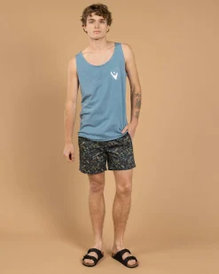 Board Shorts|Shorts & Bottoms*Skylark Dewfall Elastic Waist Shorts Slate Blue