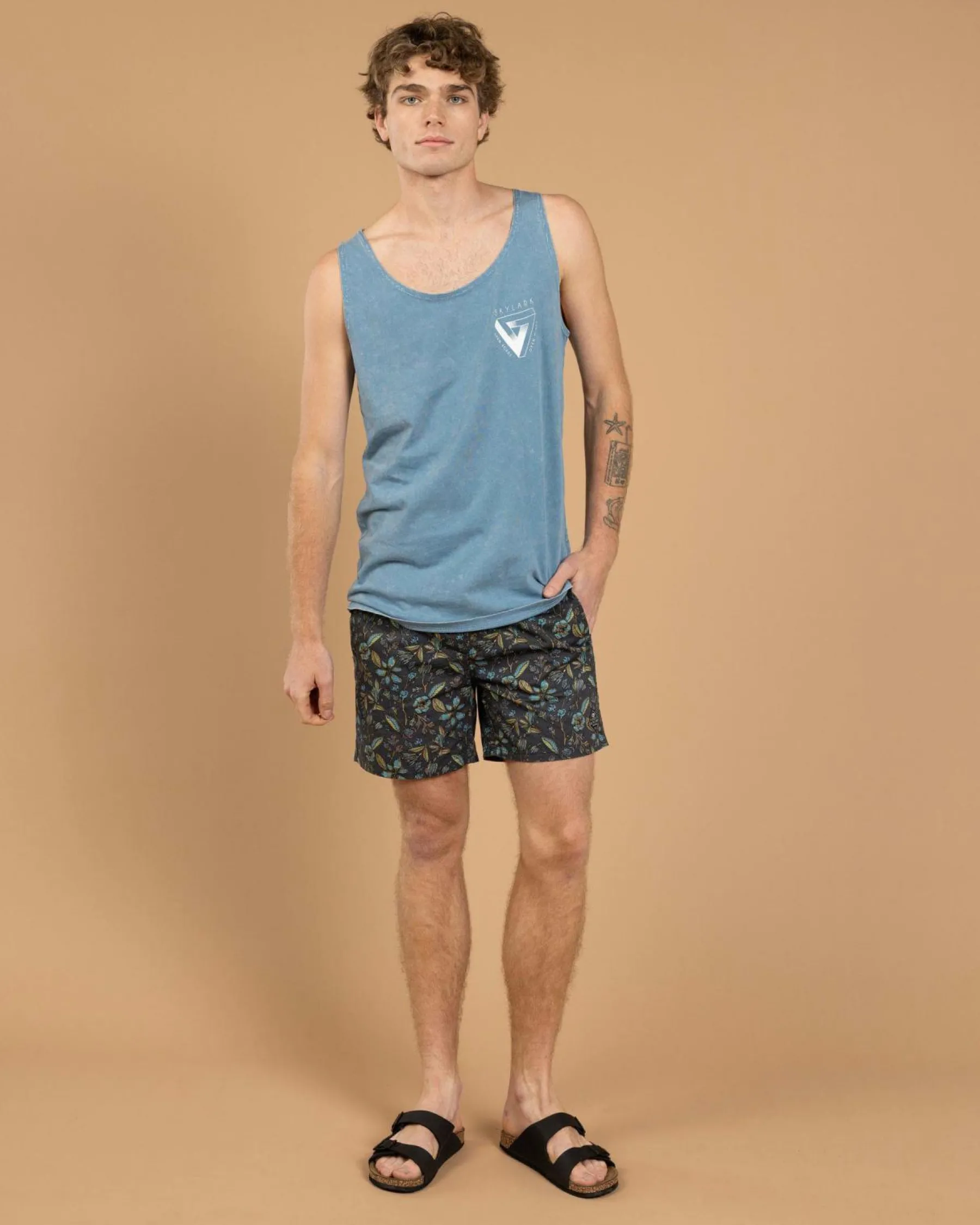Board Shorts|Shorts & Bottoms*Skylark Dewfall Elastic Waist Shorts Slate Blue