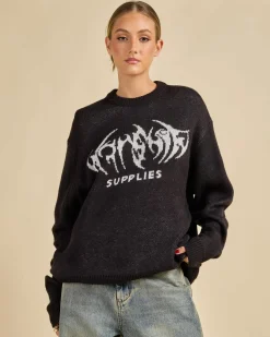 New Diablo Box Fit Crew Neck Knit Sweater Women Knitwear|Jumpers & Hoodies