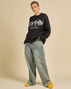 New Diablo Box Fit Crew Neck Knit Sweater Women Knitwear|Jumpers & Hoodies