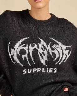 New Diablo Box Fit Crew Neck Knit Sweater Women Knitwear|Jumpers & Hoodies
