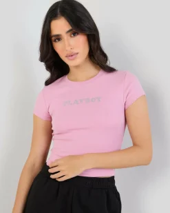 Clearance Diamante` Baby Tee Women Tops