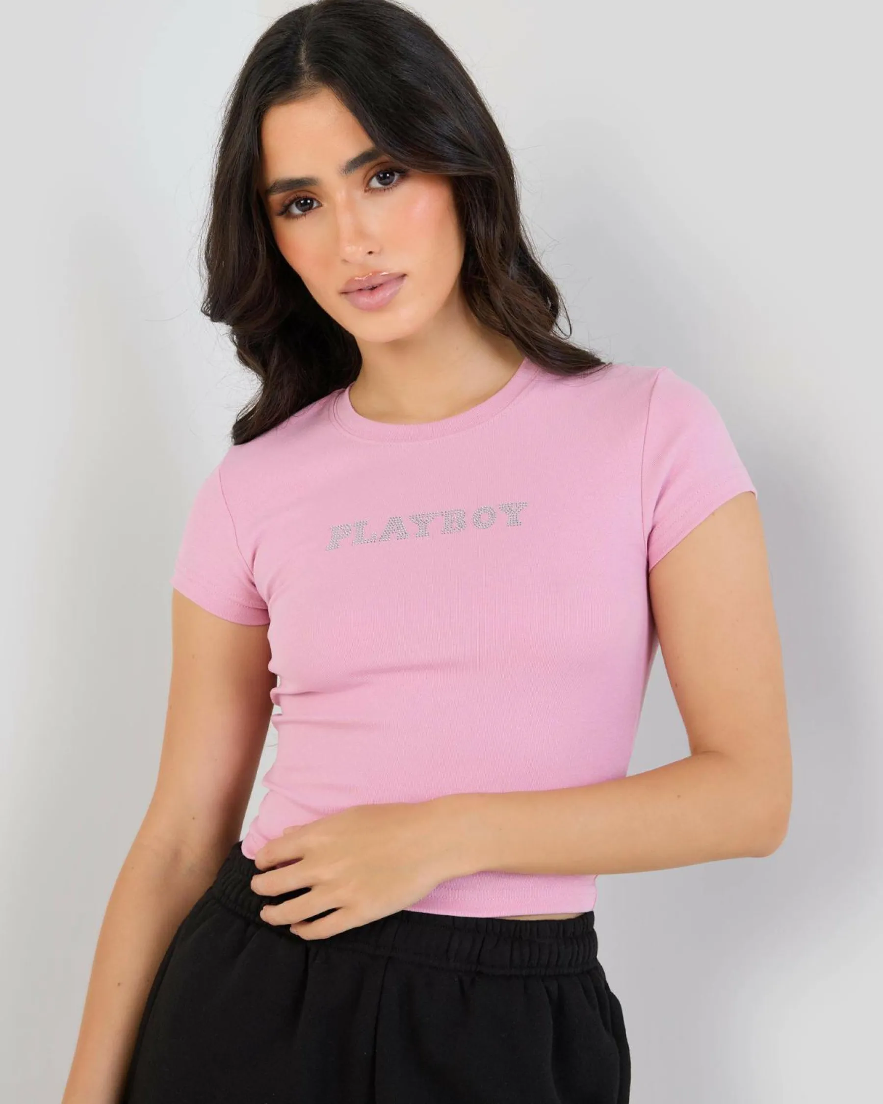 Clearance Diamante` Baby Tee Women Tops