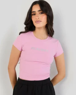 Clearance Diamante` Baby Tee Women Tops