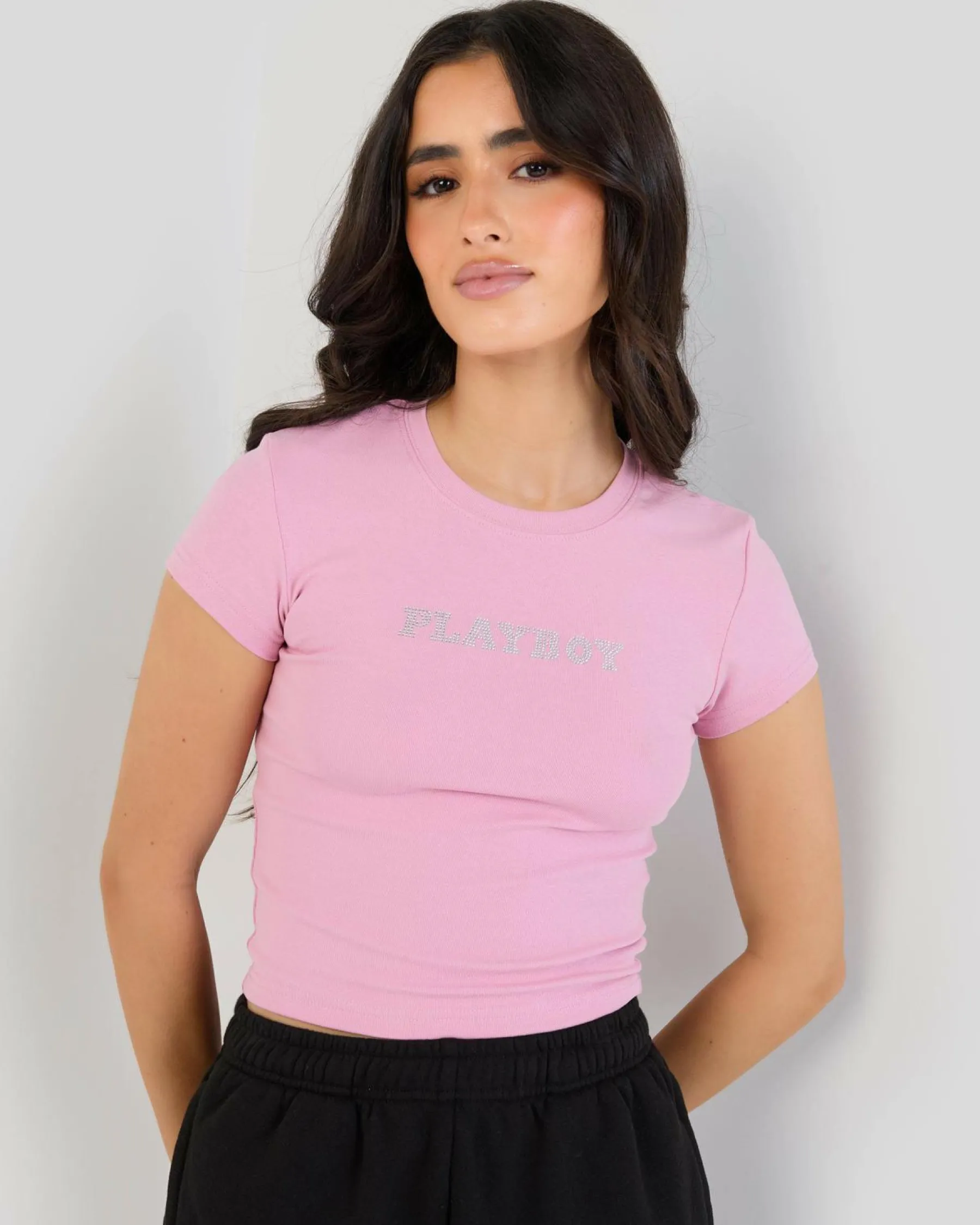 Clearance Diamante` Baby Tee Women Tops
