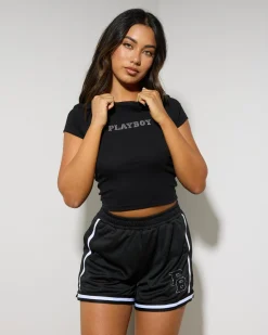 Hot Diamante` Baby Tee Women Tops