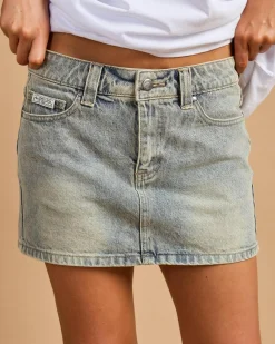 Denim|Bottoms*Rusty Dirty Mavericks Denim Mini Skirt Dirty Dawg