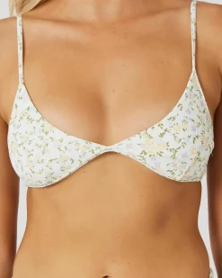 Sale Ditsy Rib Fixed Triangle Bikini Top Women Bikinis