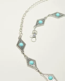 Belts*Mooloola Dixie Chain Belt Silver/blue