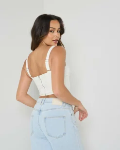 Tops*Ava And Ever Dolly Lace Up Top White