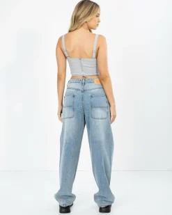 Tops*Ava And Ever Dolly Lace Up Top Grey