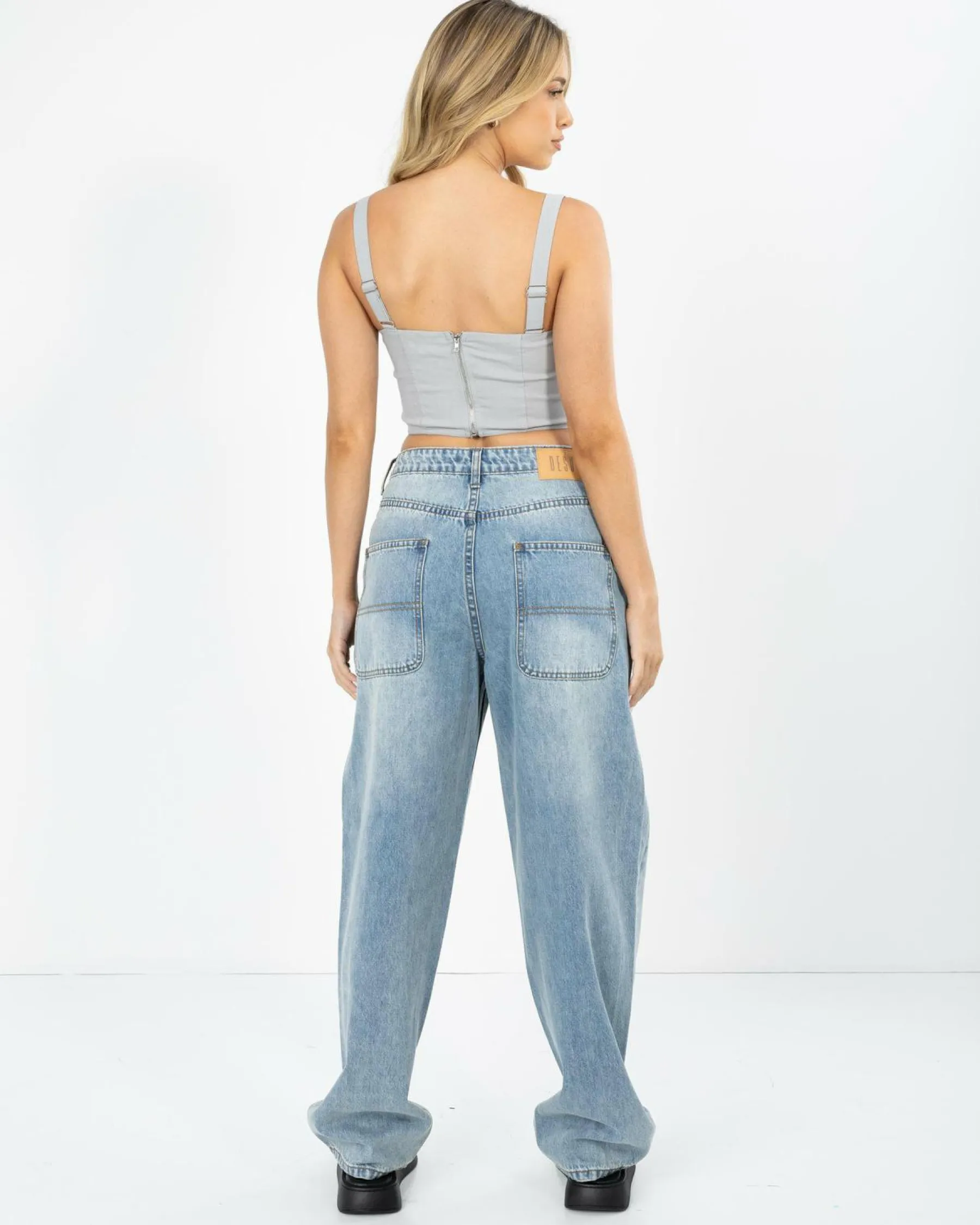 Tops*Ava And Ever Dolly Lace Up Top Grey