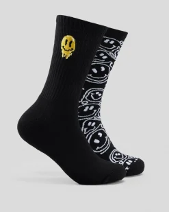 Socks*Lucid Drippy Socks 2 Pack Black/white