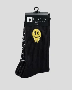 Socks*Lucid Drippy Socks 2 Pack Black/white