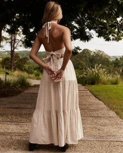 Sets|Linen Blend*Mooloola Dusk Hawaii Maxi Skirt Natural Salt & Pepper