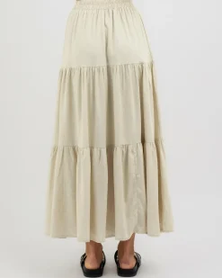 Sets|Linen Blend*Mooloola Dusk Hawaii Maxi Skirt Natural Salt & Pepper