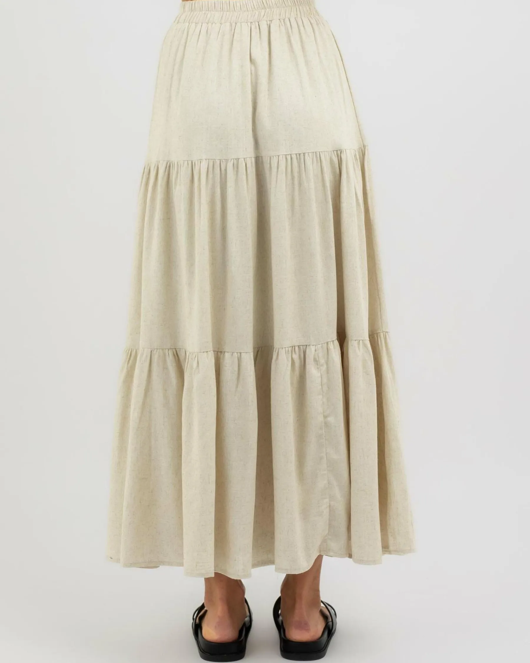 Sets|Linen Blend*Mooloola Dusk Hawaii Maxi Skirt Natural Salt & Pepper