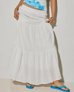 Bottoms*Mooloola Dusk Maxi Skirt White