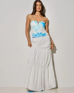 Bottoms*Mooloola Dusk Maxi Skirt White
