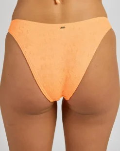 Bikinis*Rip Curl Dusk Textured High Leg Cheeky Bikini Bottom Electric Peach