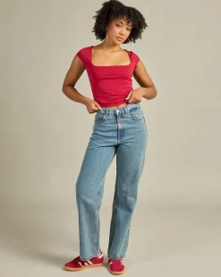 Bottoms*Dr Denim Echo High Straight Jeans Canyon Sky Retro Dirt