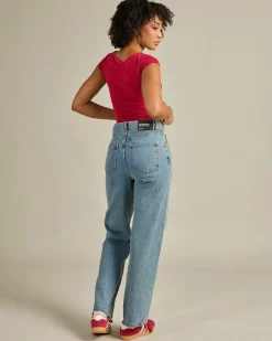 Bottoms*Dr Denim Echo High Straight Jeans Canyon Sky Retro Dirt
