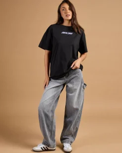 Clearance Eclipse Dot Strip Oversized T-Shirt Women Tops