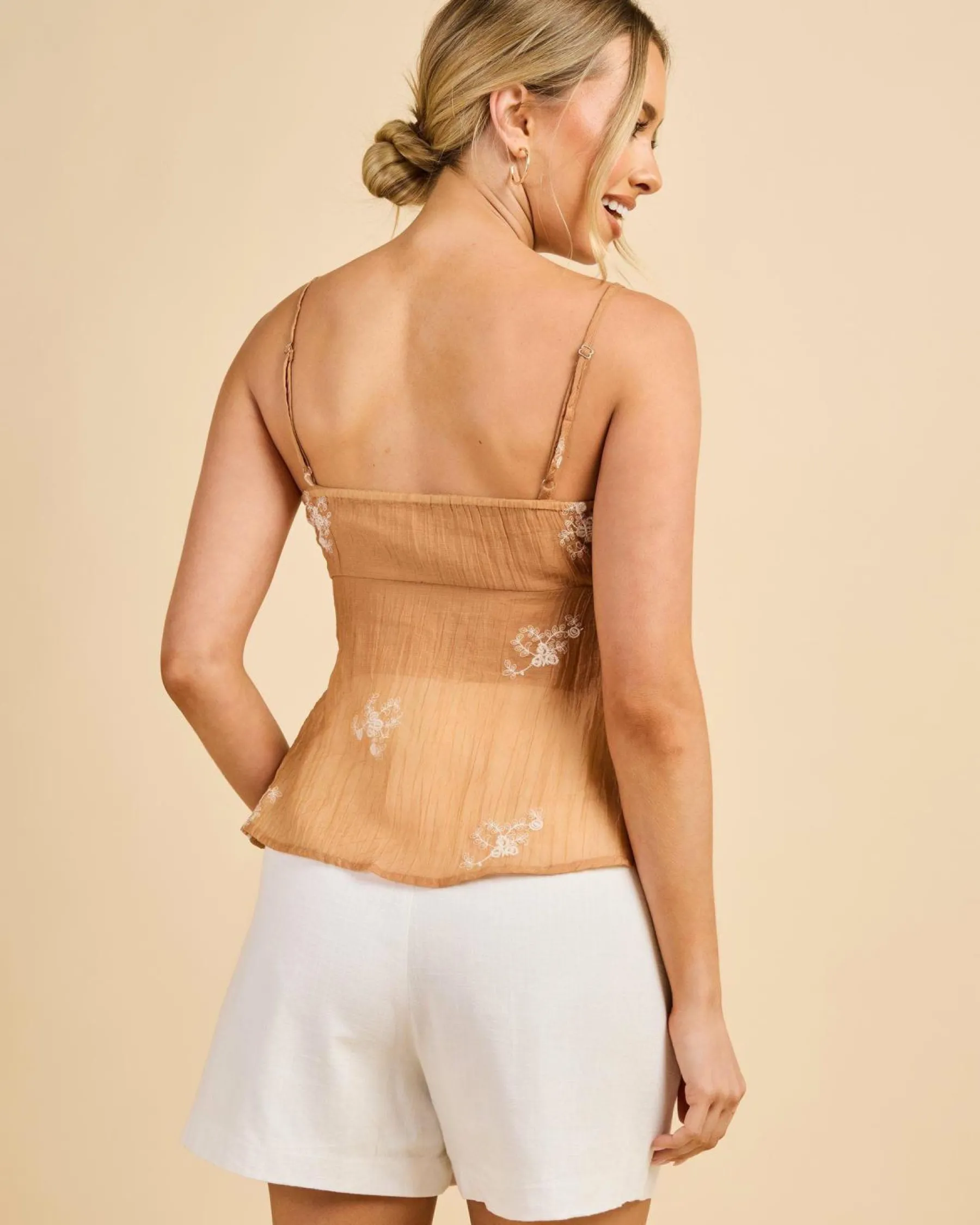 Tops*Mooloola Elara Split Front Top Taupe
