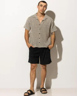 Shorts & Bottoms|Linen Blend*Silent Theory Elastic Patch Pocket Shorts Black