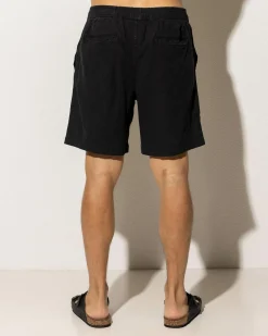 Shorts & Bottoms|Linen Blend*Silent Theory Elastic Patch Pocket Shorts Black