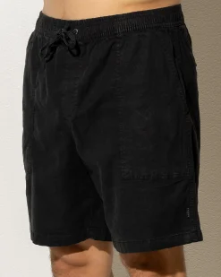 Shorts & Bottoms|Linen Blend*Silent Theory Elastic Patch Pocket Shorts Black