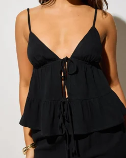 Sets|Linen Blend*Mooloola Elia Dallis Top Black
