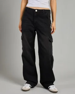 Denim|Bottoms*DESU Elkie Cargo Jeans Washed Black
