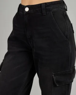 Denim|Bottoms*DESU Elkie Cargo Jeans Washed Black