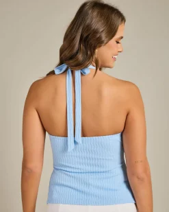 Tops*Mooloola Elle Cabo Halter Top Light Blue