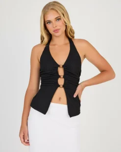 Tops*Mooloola Elle Cabo Halter Top Black