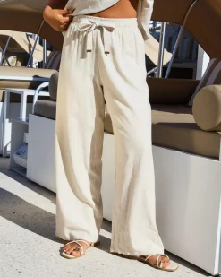 Sets|Linen Blend*Mooloola Elle Hawaii Beach Pants Natural Salt & Pepper