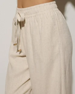Sets|Linen Blend*Mooloola Elle Hawaii Beach Pants Natural Salt & Pepper