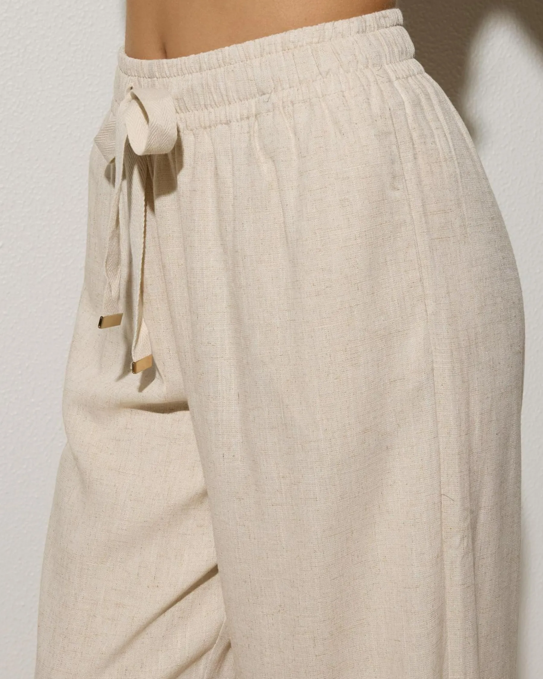 Sets|Linen Blend*Mooloola Elle Hawaii Beach Pants Natural Salt & Pepper