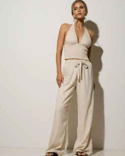 Sets|Linen Blend*Mooloola Elle Hawaii Beach Pants Natural Salt & Pepper