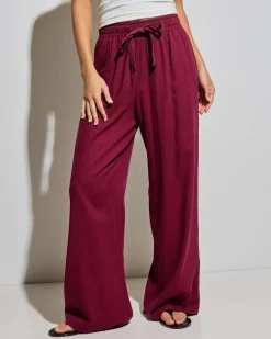 Sets|Linen Blend*Mooloola Elle Hawaii Beach Pants Wine